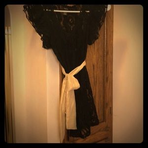 rue21 Black Dress/OverSized Shirt with Gold Tie